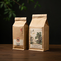 Sachets de haute qualité recyclables écologiques debout pour café, thé et pain pochettes emballage papier kraft avec attache en étain et fenêtre