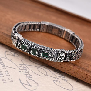 Nouveau bracelet en zircon pour homme, style chinois chic, motif tressé en herbe Tang, bracelet carré, bijoux de style hip-hop - Product Image 3