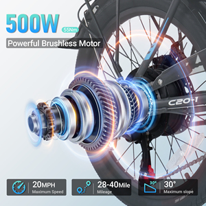 จักรยานไฟฟ้าพับได้ VARUN 20 นิ้ว 500W ระยะทาง 60 กม. ความเร็ว 32 กม./ชม. โครงเหล็ก สำหรับการเดินทางช่วงสุดสัปดาห์ คู่รัก จัดส่งเร็วจากคลังสินค้าในสหรัฐอเมริกา ขายส่ง - Product Image 4