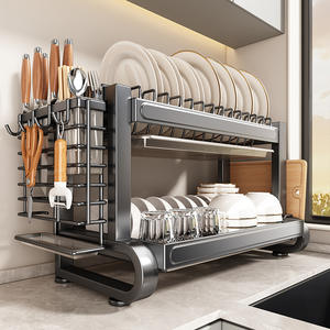 Estante para platos de acero inoxidable 304, tamaño L, multicapa, con bandeja, de secado rápido, para almacenamiento en la cocina, para cuencos, platos y palillos - Product Image 5