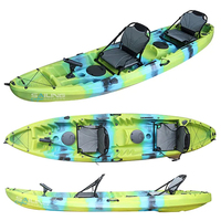 Kayak de pêche familial 2 + 1 pour loisirs, canoë en plastique, siège double, 3 personnes assis sur le toit, OEM et ODM