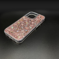Coque arrière blindée à paillettes pour iPhone 13 Mini Pro Max, avec des fleurs séchées, couverture complète antichoc, colle artisanat