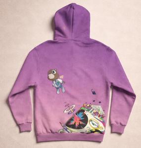 Unisex Bear Purple Pullover Joggers Streetwear Outfit Polyester/Cotton Tie Dyed Eco-Friendly All Seasons Hoodie Sweatpants Set - Product Image 2