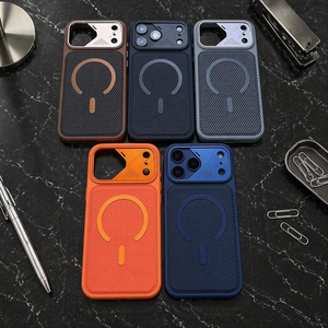 Étui de téléphone magnétique de luxe à texture <span class=keywords><strong>fibre</strong></span> pour iPhone 18 17 16 15 14 Series – Coque arrière hybride antichoc et protectrice - Product Image 6
