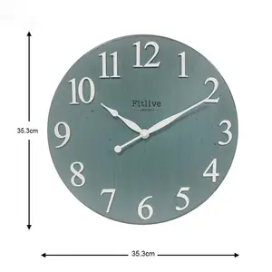 豪華な14 "アート装飾時計緑色OEMカスタマイズされたカウンタートップテーマクォーツ円形鉄金属時計