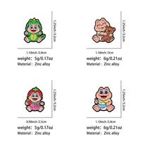 Großhandel Metall-Cartoon-Pins: Niedliche UV-bedruckte Tier-Dinosaurier-Familien-Broschen, Souvenir-Cartoon-Pins, Kreative Kleidungs-Pins