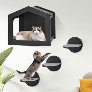 Étagère d'escalade murale en bois pour chat sur mesure <span class=keywords><strong>canapé</strong></span> 1 appartement pour chat et 3 grandes marches pour chat avec patins à gratter escalade intérieure - Product Image 4
