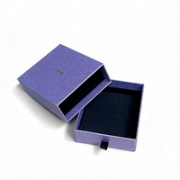 Boîte à bijoux en papier tactile violet Starlight, personnalisée, 10x10x4cm, avec tiroir coulissant pour bague, collier, boucles d'oreilles, cadeau