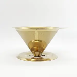Penyaring kopi dapat digunakan kembali emas jaring halus baja tahan karat