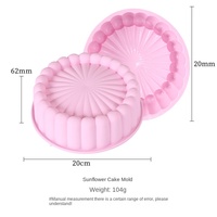 Moule à gâteau en silicone OEM/ODM sur mesure, modèle Fleur Solaire 006, diamètre 20 cm, couleurs rose/bleu/personnalisées pour gâteaux DIY