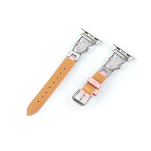 Correa de Reloj de Pulsera Delgada de Cuero y Metal con Diamantes y Tréboles <span class=keywords><strong>para</strong></span> <span class=keywords><strong>Mujer</strong></span>, Compatible con <span class=keywords><strong>Apple</strong></span> <span class=keywords><strong>Watch</strong></span> 8 9 10 11 SE 2 - Product Image 3