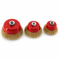 Brosse métallique filetée jaune ondulée pour le polissage, le nettoyage, l'ébavurage et la finition des surfaces métalliques