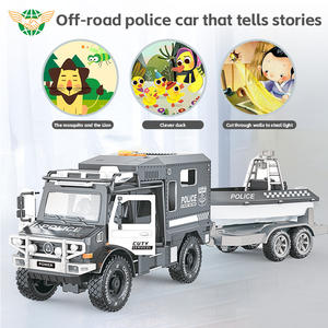 Nueva popularidad, modelo de autobús urbano para niños, coche de música ligera, juguetes, coche de policía, lancha rápida remolcada, juguete de inercia de doble puerta - Product Image 3