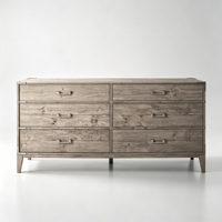 Meubles de chambre à coucher haut de gamme, luxe moderne, finition vieillie personnalisée, commode à 6 tiroirs en bois massif, supports d'angle pour salon