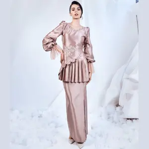 SIPO Muslim Wedding Dress Elegant Malaysia Bride Dress Luxury Lace Embroidery Wedding Gown Modest Bridal Baju Kurung