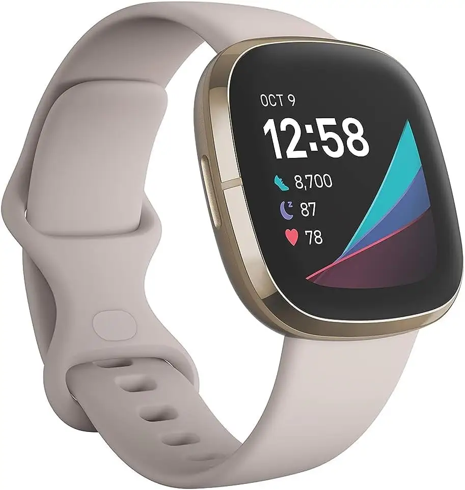 Fitbit Sense สมาร์ทวอทช์ขั้นสูงพร้อมเครื่องมือเพื่อสุขภาพหัวใจ การจัดการความเครียด และแนวโน้มอุณหภูมิสิวคาร์บอน/กราไฟท์ หนึ่ง