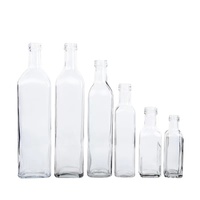 Botella de vidrio vacía para aceite de oliva, botella de vidrio transparente y cuadrada de 100ml, 150ml, 500ml, 750ml, para cocina, salsa de soja, vinagre, dispensador de aceite con tapa