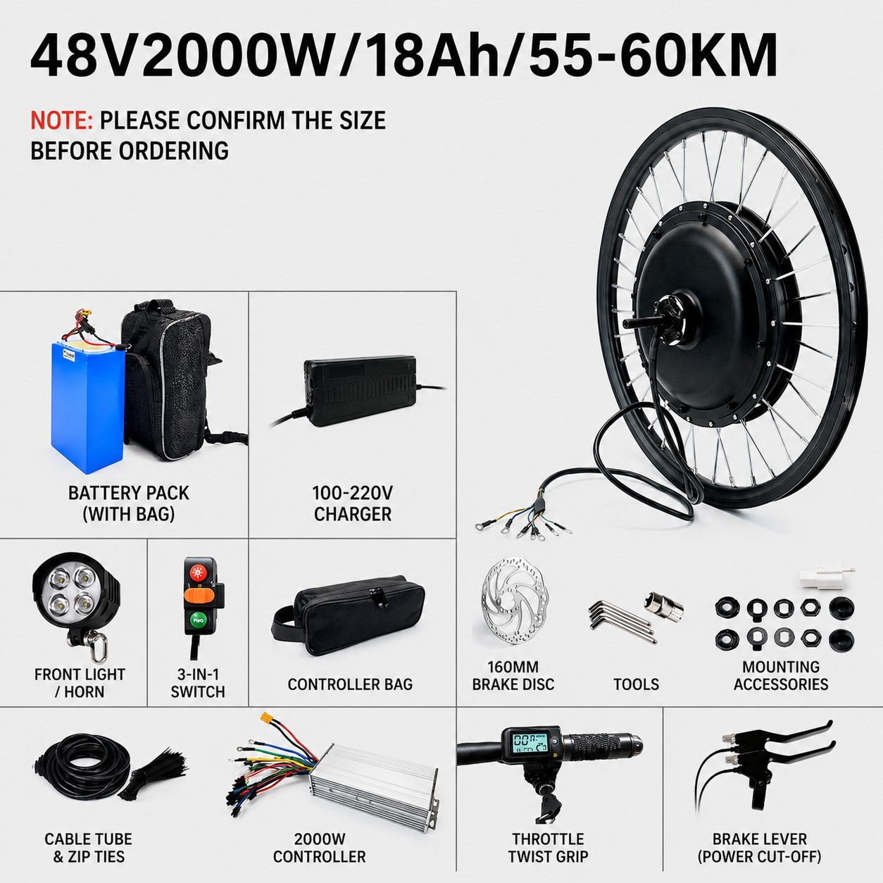 48V 18A, range of 55-60 km (saddlebag battery)