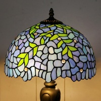 Lámpara de Ventana LED de 12 Pulgadas con Pantalla de Vidrio Estilo Wisteria, Alimentación por CA, Base de Resina, 2700K, Simple y Flexible