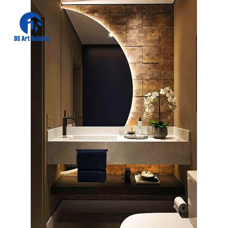 डी एस आधुनिक शैली लकड़ी के फर्नीचर बाथरूम बेसिन आपा संगमरमर वैनिटी ऊपर के साथ तहत माउंट सिंक
