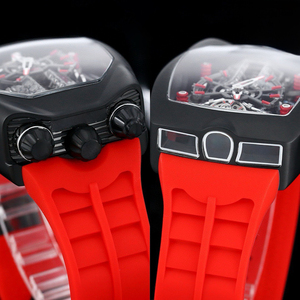 Sports Car Styling Advanced Customized Men's Luxury Watches Hollow Dial Tourbillon Movement Red Band Sporty Luxurious Wristwatch - Product Image 4