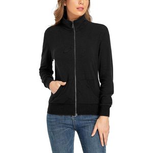 Veste à col montant zippée à manches longues pour femme avec poches, sweat-shirt de course personnalisé - Product Image 4