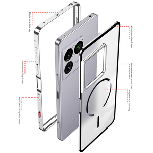 Coque pour Sony Xperia 1 VIII, cadre en alliage d'aluminium magnétique givré, couverture arrière en verre, étui antichoc pour Sony <span class=keywords><strong>Xperia1</strong></span> VIII - Product Image 3
