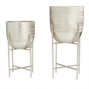 Small & <b>Large</b> Planters With Stand Floor Display Balcony Bedroom Kitchen Decorative <b>Flower</b> <b>Pots</b> and Bowl Silver Planters Hot Sale - Product Image 1