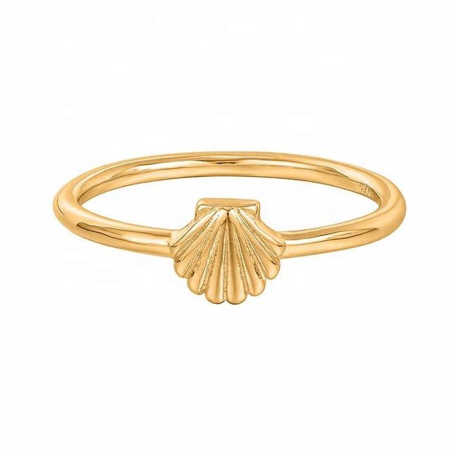 Gemnel Jewelry Women Recycled 925 Silver Gold Plated Shell Ring