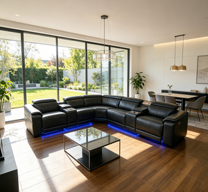 Canapé sectionnel en cuir inclinable électrique avec enceintes Bluetooth, design moderne en forme de L, meubles de salon avec charge sans fil - Product Image 2