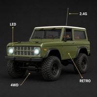 Voiture télécommandée RC Rock Crawler SUV 4x4 verte tout-terrain, style vintage 2 portes, homologuée EN71 CE pour adultes