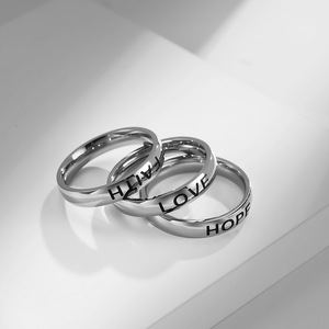 Minimalist Engraved Titanium Steel <b>Ring</b> With Hope Letter Design Unisex Gift Jewelry - Product Image 2