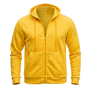 Wholesale Men's <b>Hooded</b> Sweatshirt Full <b>Zip</b> Casual Hoodie with Soft Fabric Rib Hem and Front Pocket Design - Product Image 1