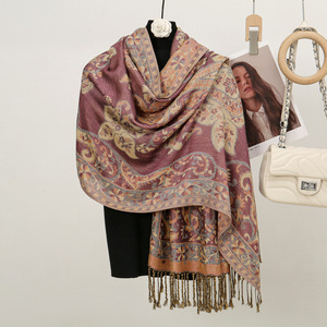 Mùa Thu Và Mùa Đông Jacquard Hạt Điều Trái Cây Paisley Thời Trang Dân Tộc Khăn Hijab Khăn Quàng Dài Mềm Acrylic Pashmina Tua Khăn Khăn Choàng - Product Image 2