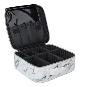 Professional Cosmetic Case Upgrade Luxury Travel Makeup Organizer Case Marble Cosmetic Bags & Cases with Adjustable Compartment