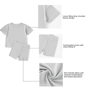 Set di pigiami Baby 2 pz estivi a maniche corte e pantaloncini in pigiama di bambù viscosa Set di abbigliamento per bambini - Product Image 4