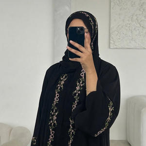 Sharut Ropa Islámica de Turquía para Eid Ramadán Abaya Kimono Modesto para Mujer Musulmana Vestido con Lazo Bordado Nida de Dubái Abaya 2025 - Product Image 3