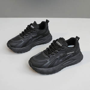 Zapatillas Deportivas Casuales de Verano para Mujer, con Cordones, Punta Redonda, Suela Gruesa, Forro de Algodón, Entresuela de EVA, Color Negro - Product Image 5