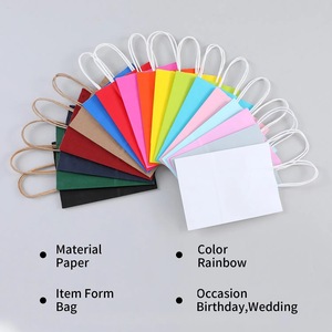 Nhà máy bán in logo trắng nâu giấy kraft bao bì thực phẩm Takeaway túi với Xoắn xử lý mua sắm đồ trang sức Túi Quà Tặng - Product Image 2