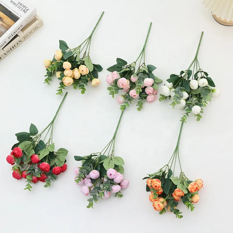 2023 New Design Silk artificial flower bouquet 5 branches Valentine's Day Home Decoration cheap wholesale artificial flowers
