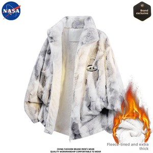 Giacca Bomber da Uomo <span class=keywords><strong>NASA</strong></span> di Alta Qualità in Lana d'Agnello e Cotone, Invernale, Foderata in Pile, Spessa e Calda, Stile Streetwear - Product Image 4