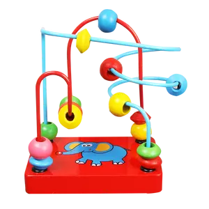 Puzzle éducatif en bois éléphant cercles perle fil Puzzle petites perles rondes en bois jouet