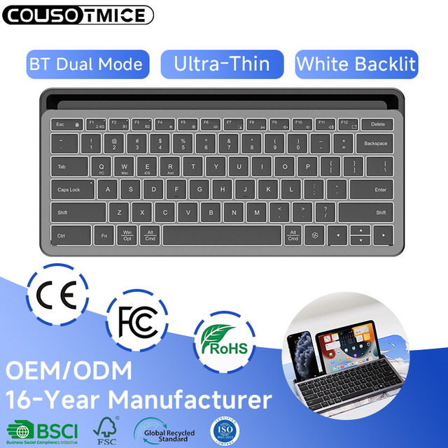 78 Keys Rechargeable Bluetooth Keyboard with Backlit Ultra Thin Low Profile Mini Portable Wireless Keyboard for Laptop Tablet