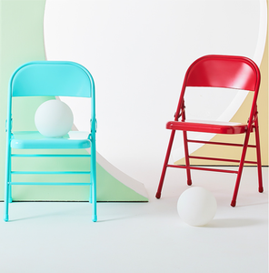 Venta caliente Silla plegable simple Silla de acero Silla de respaldo de estilo simple para comedor - Product Image 4