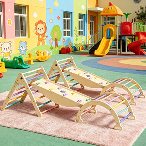 Wooden Indoor Climbing <b>Frame</b> For Toddlers With Colorful <b>Ladder</b> And Geometric Shapes Unisex Play Set For Kids 1-6 Years - Product Image 4