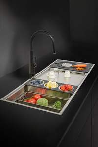All-in-One Apron Front Smart Sink with Auto-Clean System <b>Tap</b> & Drying <b>Board</b> Single Bowl Modern Design for Apartment Busy Family - Product Image 5