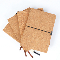 4 Estilos de Cuadernos A5 Personalizados Promocionales de Corcho Hechos a Mano, Cuadernos de Piel Sintética para Negocios con Encuadernación Térmica y Cierre de Banda Elástica