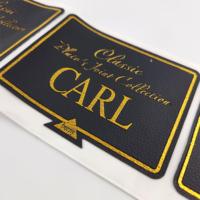 Etiqueta de Vino con Textura Repujada en Cuero PU con Proceso de Bronceado Dorado, Etiqueta de Papel Especial con Relieve