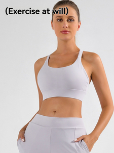Nouveau soutien-gorge de sport personnalisé LULU Naked Feeling pour femme, antichoc, froncé, réglable, respirant, ajouré, élégant - Product Image 3