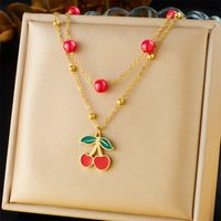 Dubbellaags Roestvrijstalen Ketting Hart Zon Goud Kersenfruit Liefdeskompas Uniek Kompas Zon Design Mode Hanger